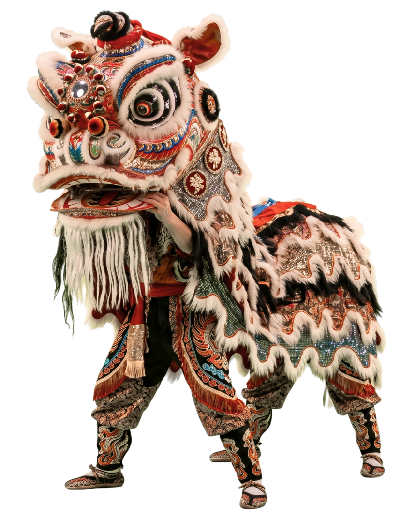 UN león tradicional de la danza china